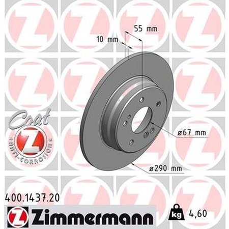 ZIMMERMANN Brake Disc - Standard/Coated, 400.1437.20 400.1437.20